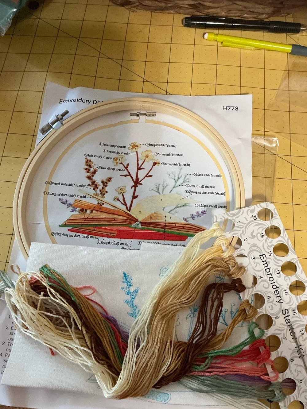 Floral Book Embroidery Kit in Multicolor - Home Art